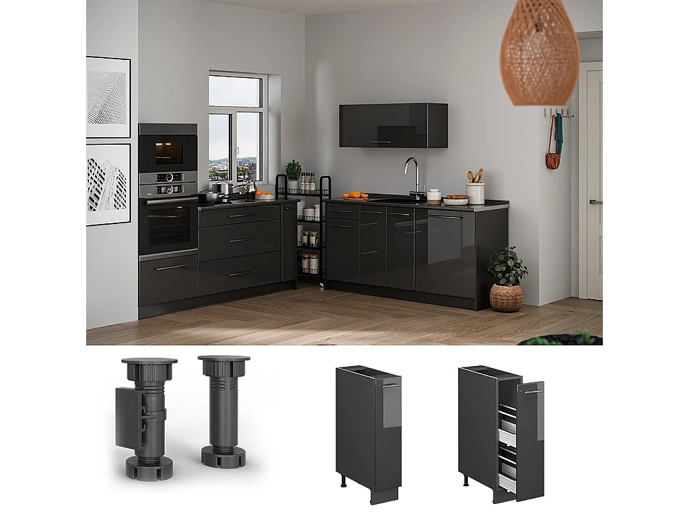 Pharmacy cabinet anthracite high gloss/anthracite 20x60x82 fame-line