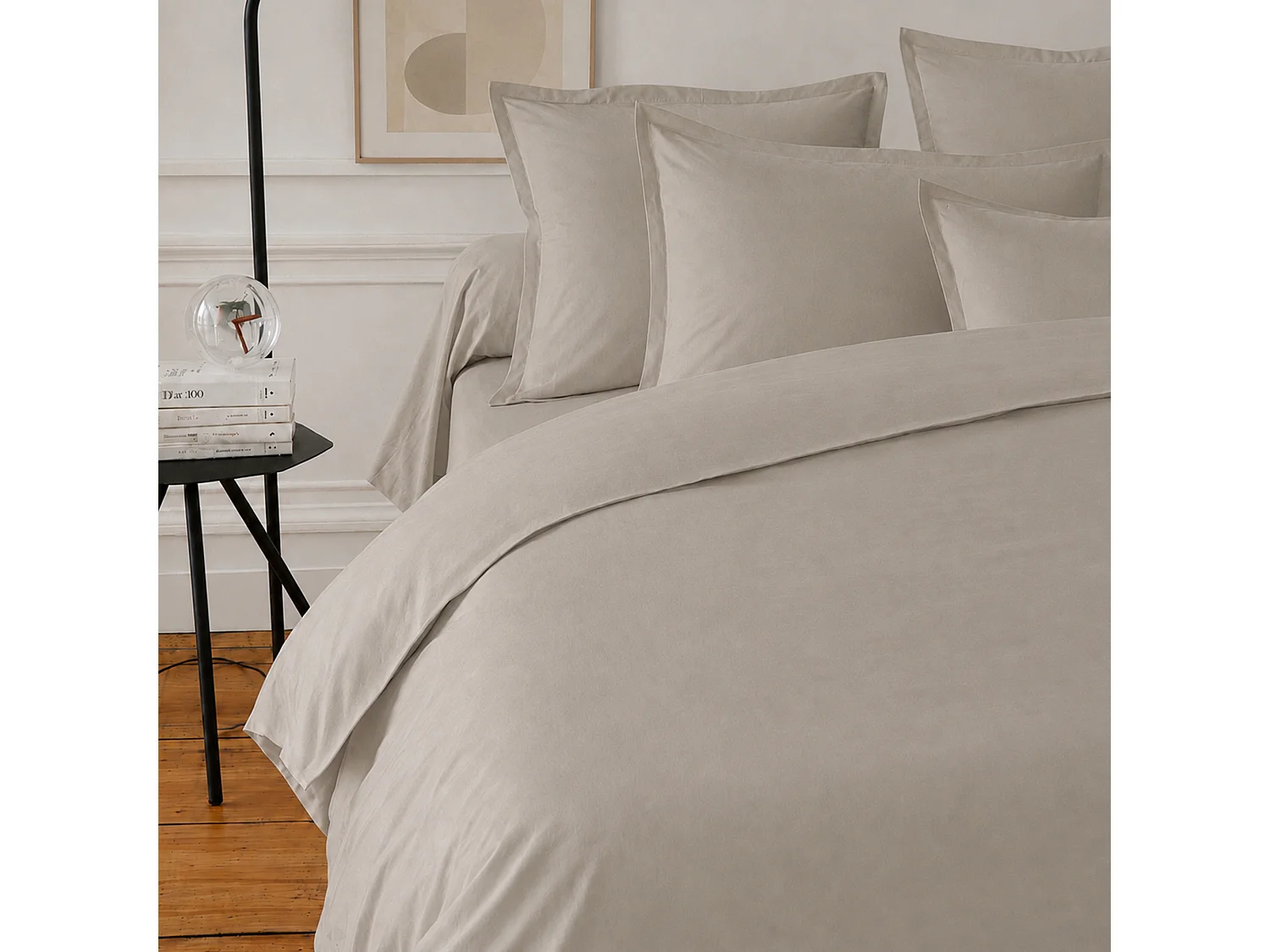 Drap housse uni 210x210 cm bonnet 30 cm coton ALTO Chamois