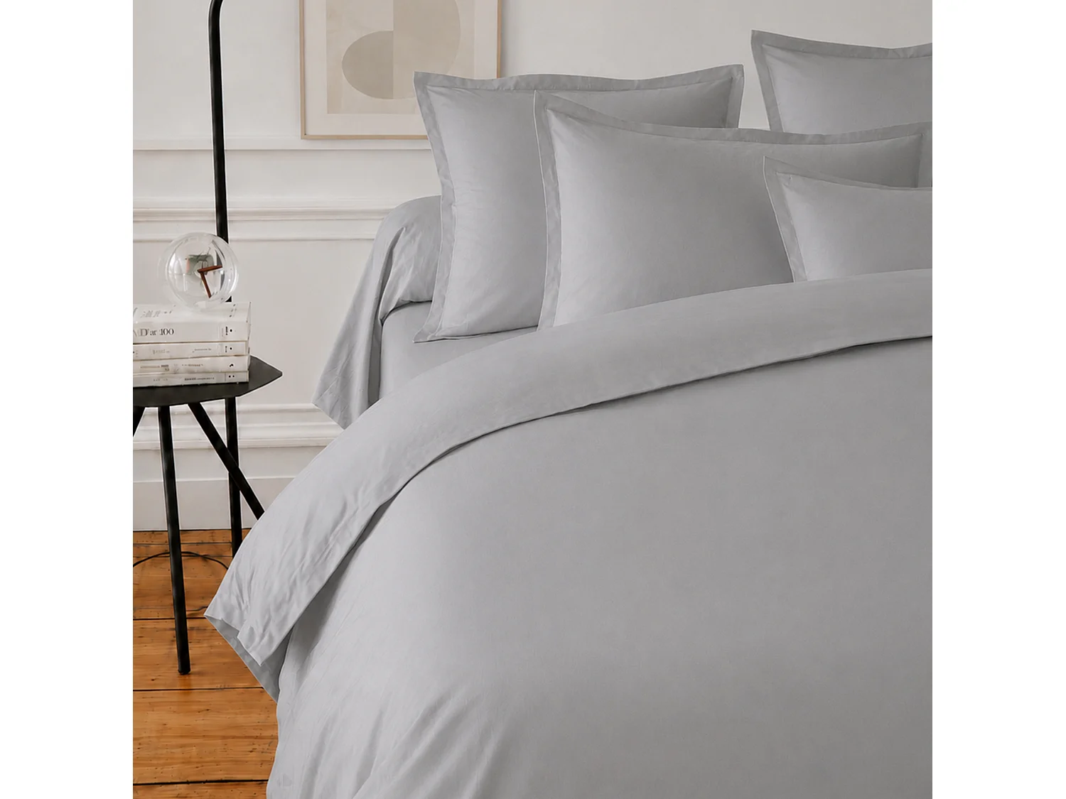 Drap housse uni 120x190 cm bonnet 30 cm coton ALTO Alu