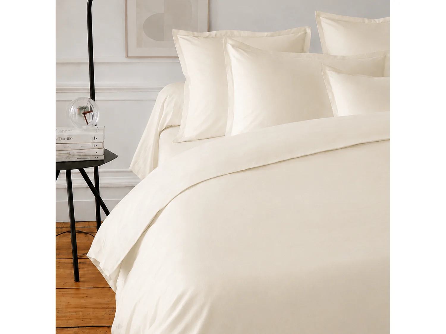 Drap housse uni 110x210 cm bonnet 30 cm coton ALTO Crème