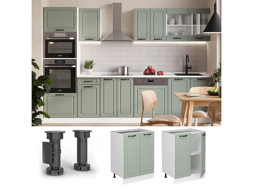 Kitchen base cabinet mint shaker style/white 60x60x81.6 r-line