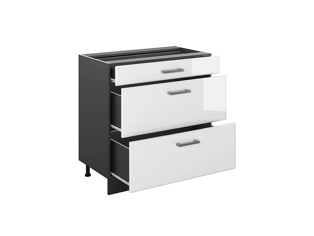 Kitchen base cabinet white high gloss/anthracite 80x46x81.6 r-line