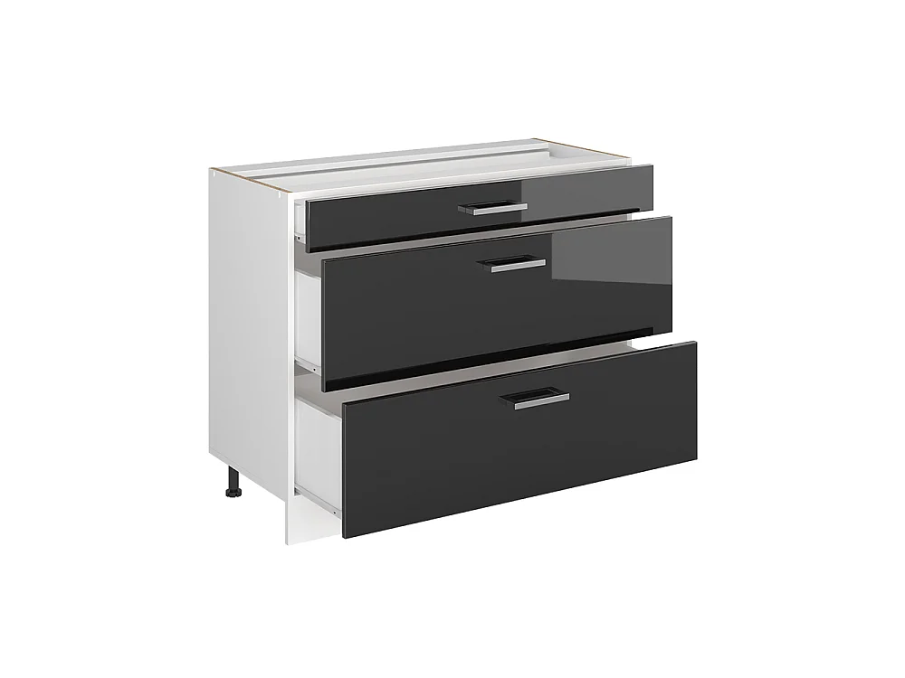Kitchen base cabinet anthracite high gloss/white 100x60x81.6 r-line