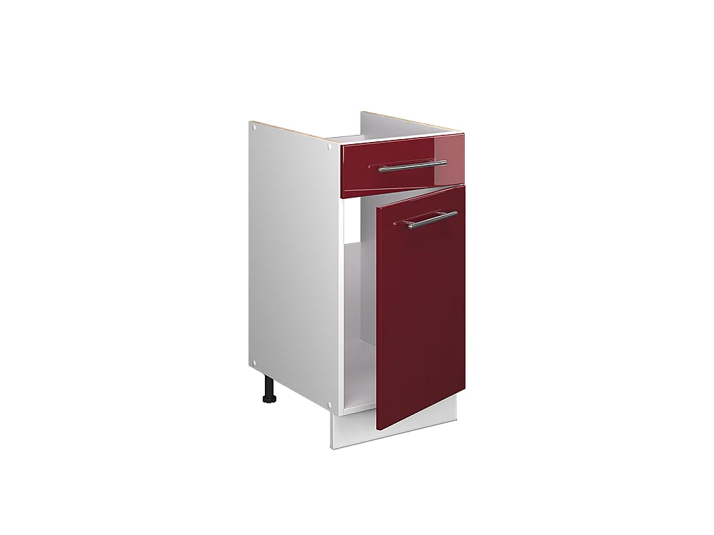 Meuble bas pour évier/plaque rouge bordeaux haute brillance/blanc 40x51.6x82 fame-line