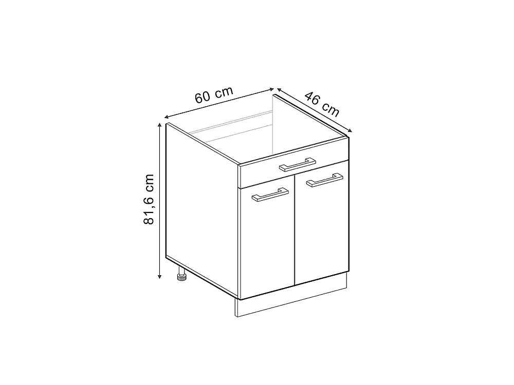 Kitchen base cabinet red high gloss/anthracite 60x60x81.6 r-line