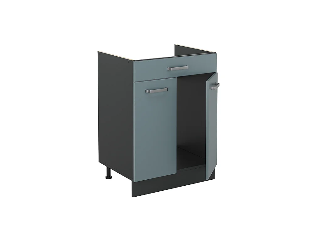 Kitchen base cabinet blue-grey/anthracite 60x60x81.6 r-line