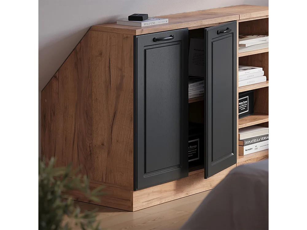 Meuble de rangement sous pente anthracite campagne 80x60x81.6 rion