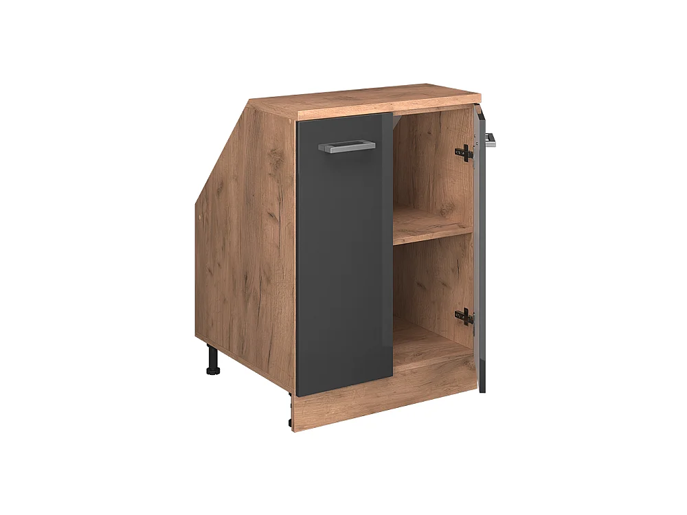 Meuble de rangement sous pente anthracite haute brillance 60x60x81.6 rion