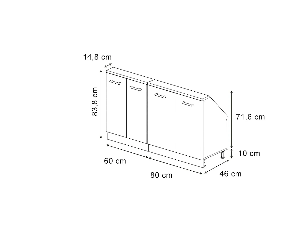 Ensembles de meuble de rangement sous pente anthracite maison de campagne/anthracite 140x46x81.6 rion