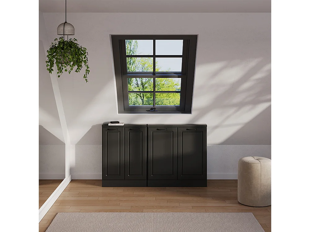 Ensembles de meuble de rangement sous pente anthracite maison de campagne/anthracite 140x46x81.6 rion