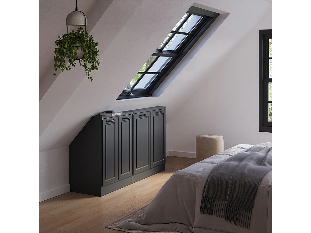 Ensembles de meuble de rangement sous pente anthracite maison de campagne/anthracite 140x46x81.6 rion