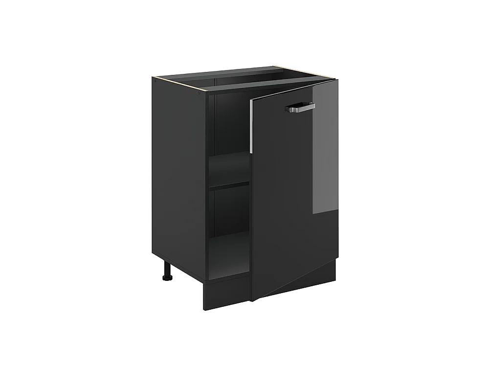 Kitchen base cabinet black high gloss/anthracite 60x60x81.6 r-line