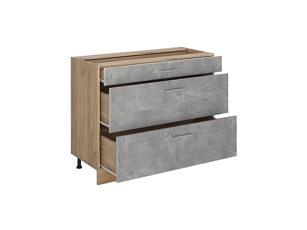 Kitchen base cabinet concrete/goldkraft oak 100x60x81.6 r-line