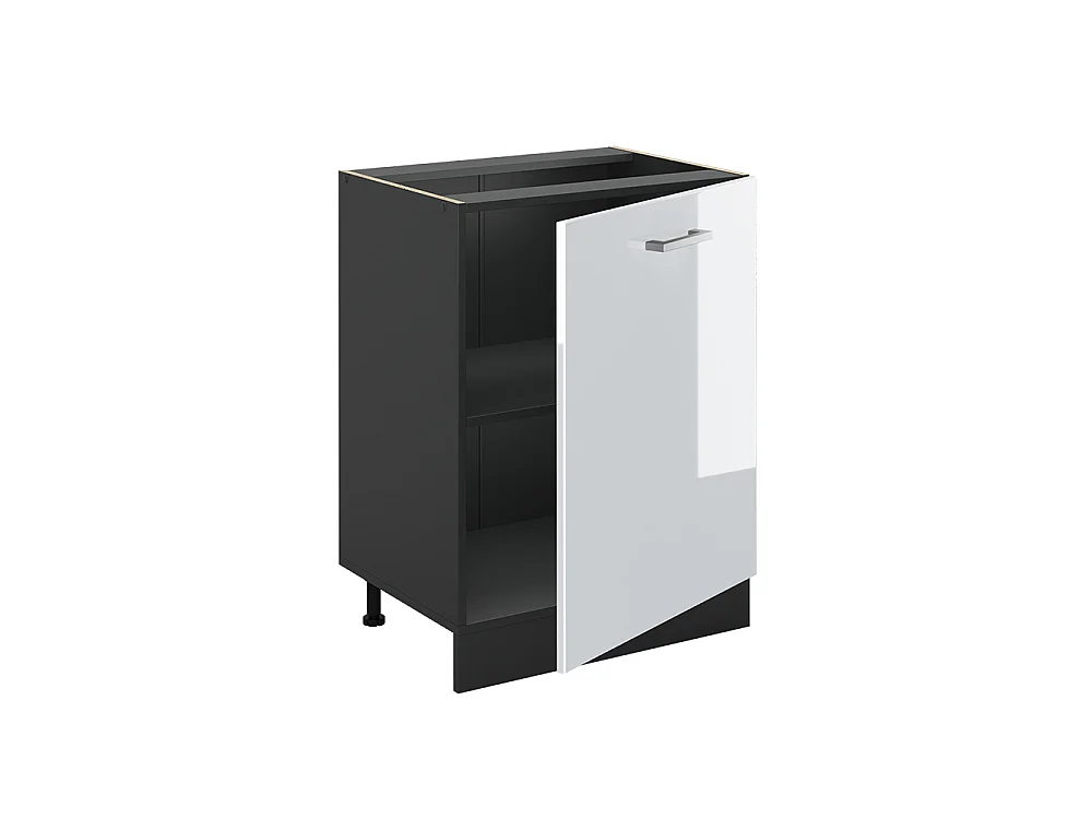 Kitchen base cabinet white high gloss/anthracite 60x60x81.6 r-line