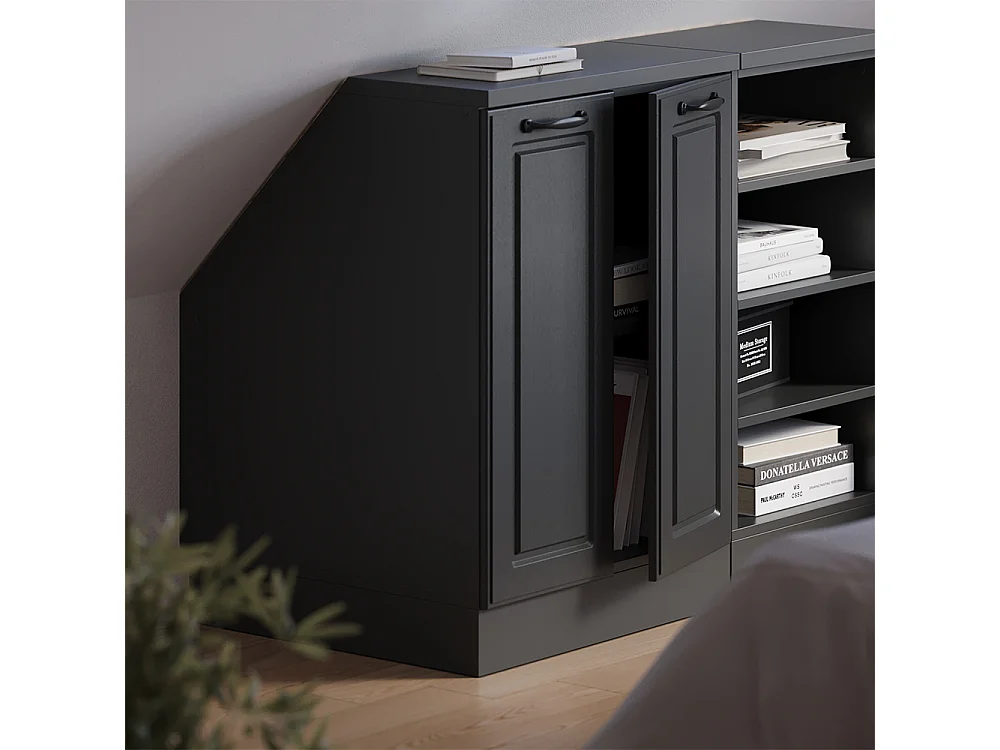 Meuble de rangement sous pente anthracite campagne 60x60x81.6 rion