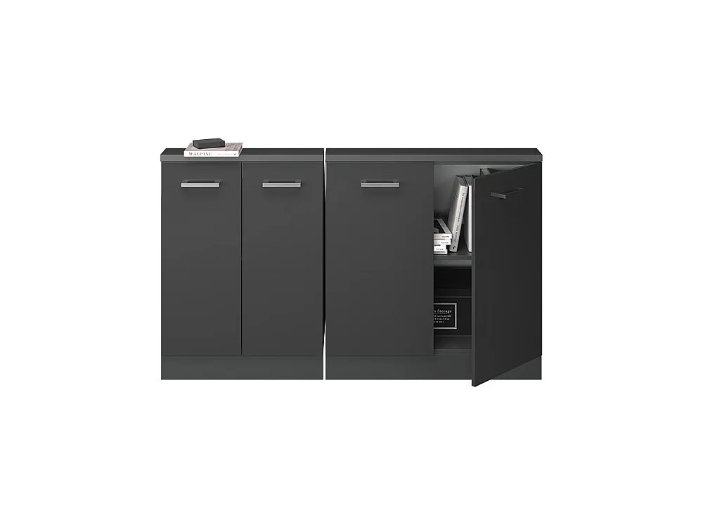 Dachschrägenschrank-Set anthrazit hochglanz/anthrazit 140x46x81.6 rion