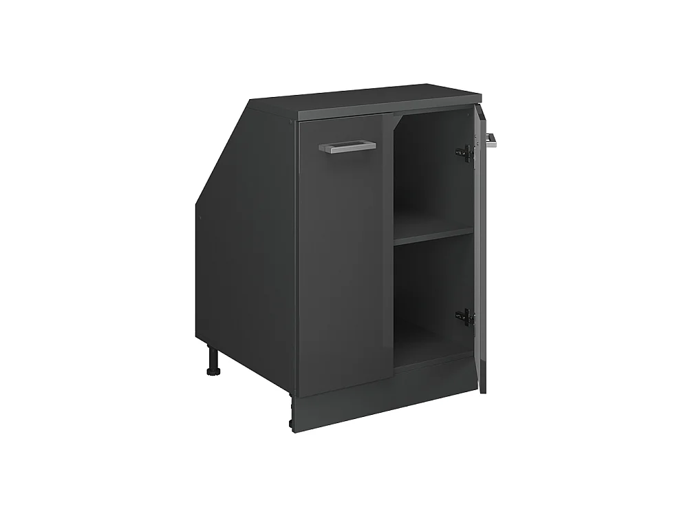 Meuble de rangement sous pente anthracite haute brillance 60x60x81.6 rion