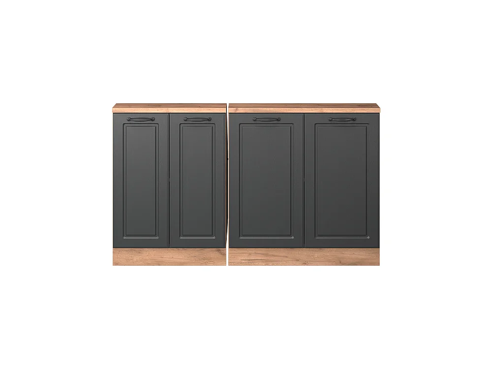 Ensembles de meuble de rangement sous pente anthracite campagne/chêne doré 140x46x81.6 rion
