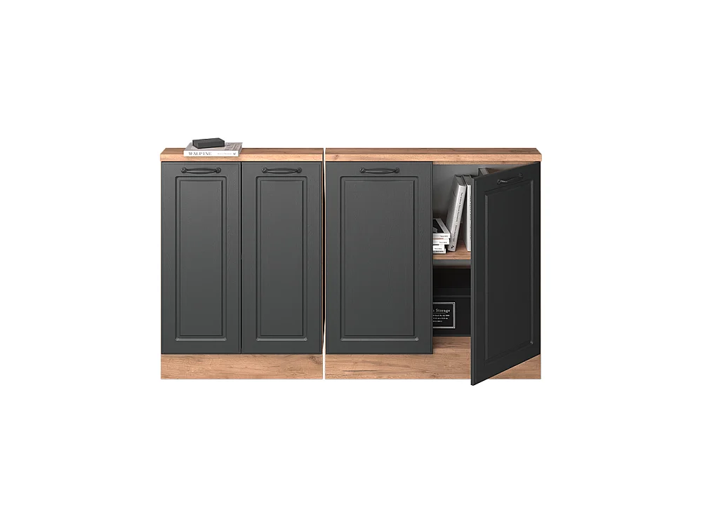 Ensembles de meuble de rangement sous pente anthracite campagne/chêne doré 140x46x81.6 rion