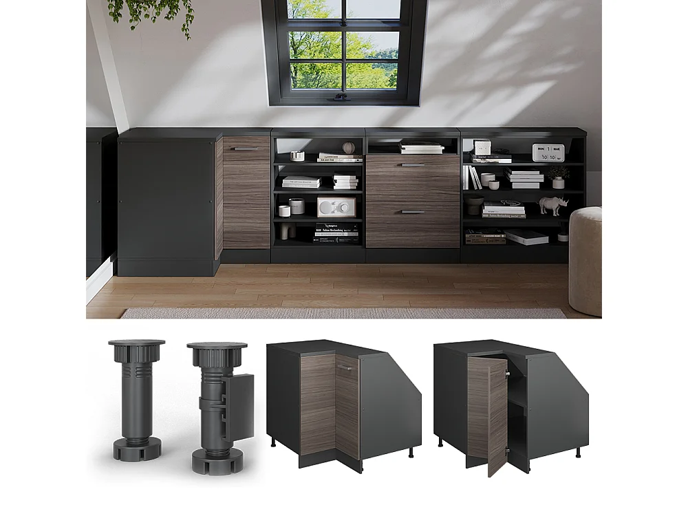 Meuble de rangement sous pente Armoire dangle gris noble 75.6x60x81.6 rion