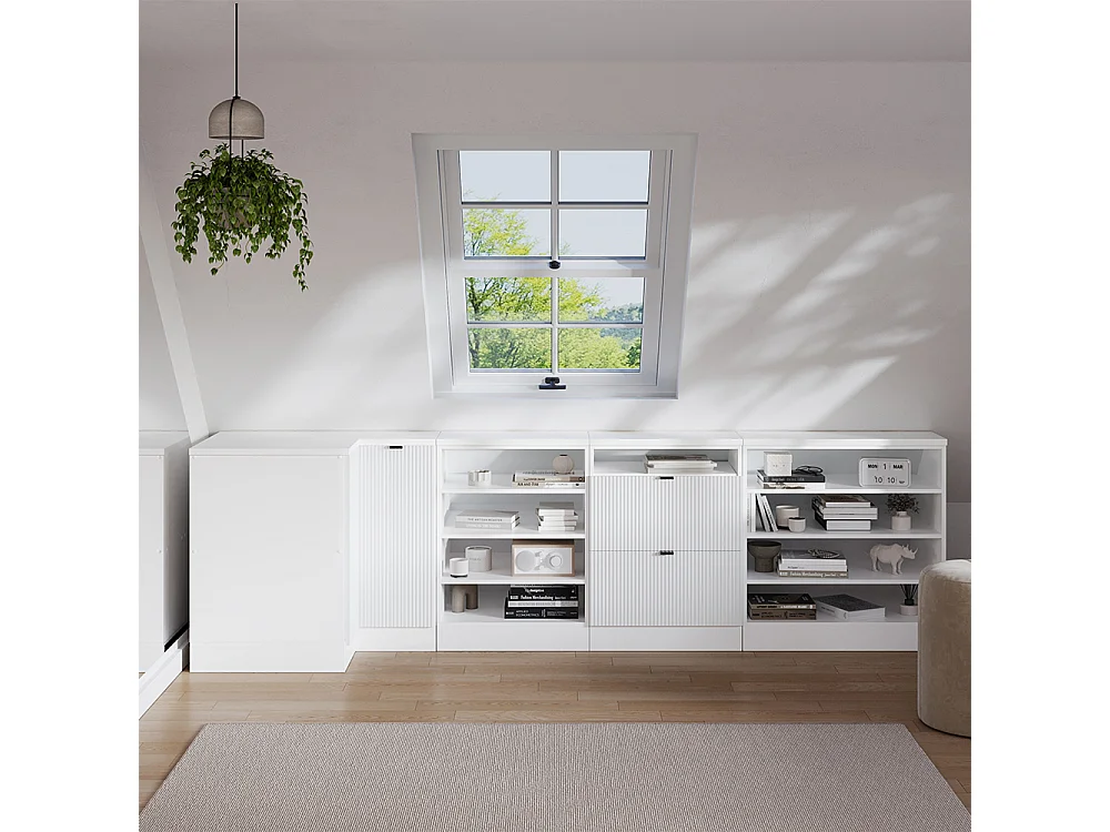 Dachschrägenschrank Eckschrank weiß riffel 75.6x60x81.6 rion