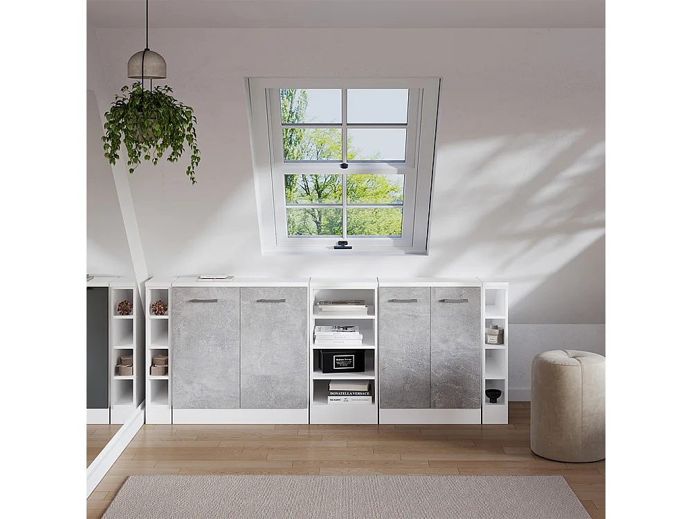 Dachschrägenschrank-Set beton 210x60x81.6 rion