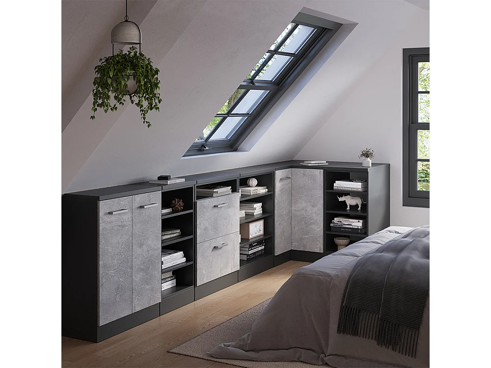 Dachschrägenschrank anthrazit 80x60x81.8 rion