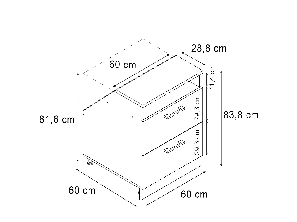 Meuble de rangement sous pente anthracite campagne 60x60x81.6 rion