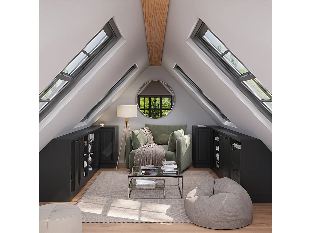 Meuble de rangement sous pente anthracite campagne 60x60x81.6 rion