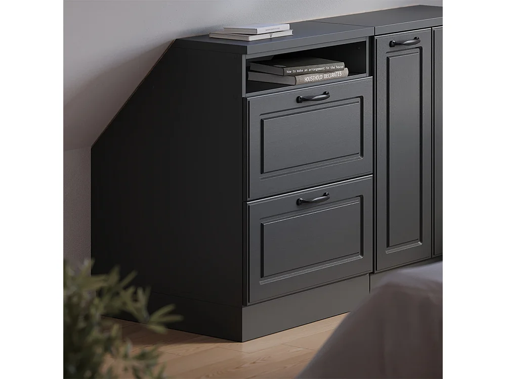 Meuble de rangement sous pente anthracite campagne 60x60x81.6 rion