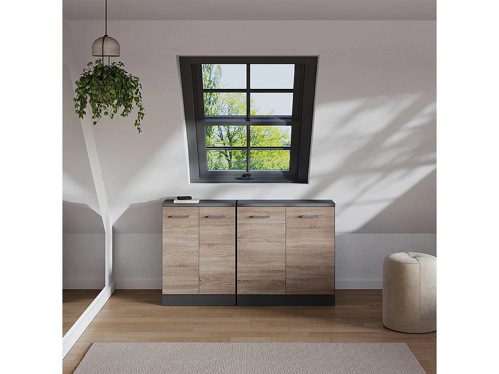 Dachschrägenschrank-Set sonoma 140x60x81.6 rion