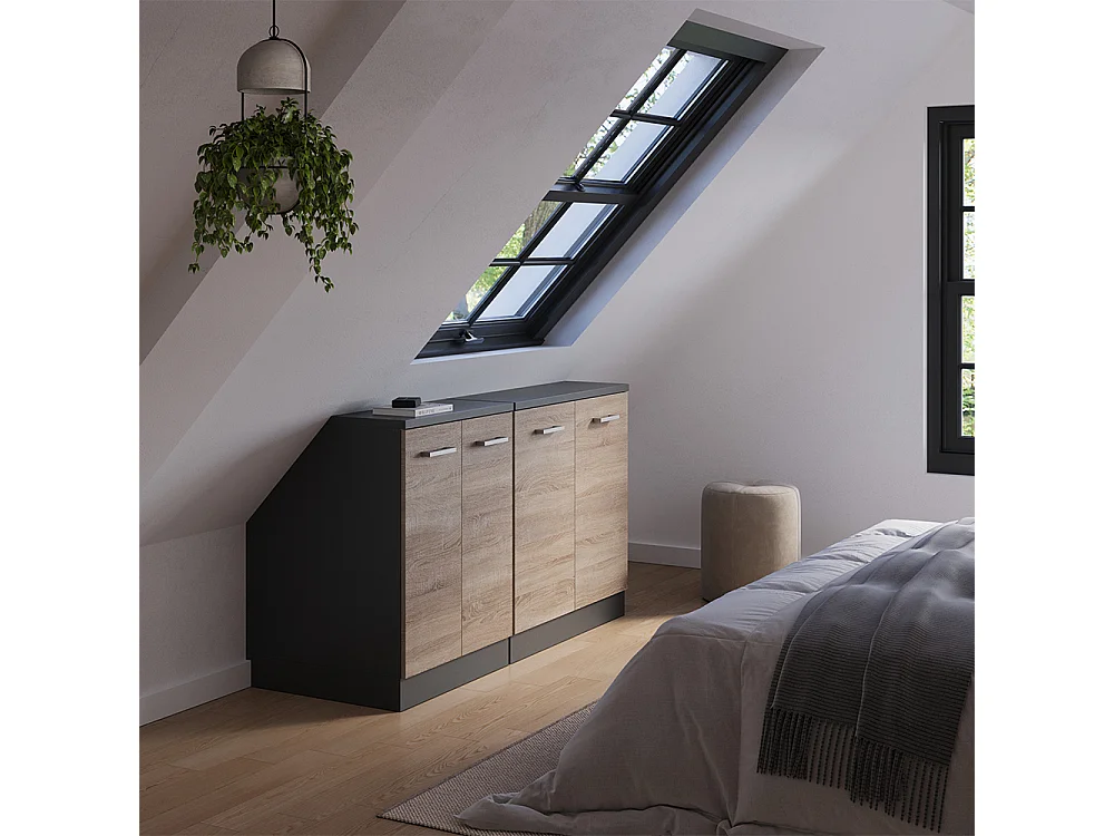 Dachschrägenschrank-Set sonoma 140x60x81.6 rion