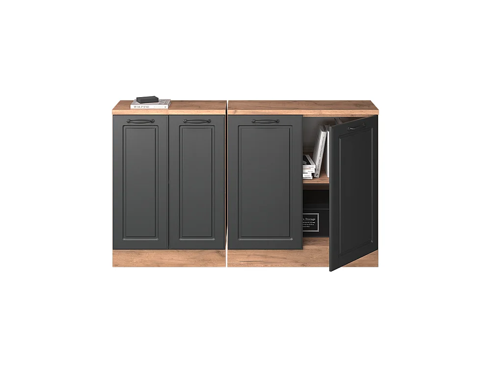 Ensembles de meuble de rangement sous pente anthracite campagne 140x60x81.6 rion