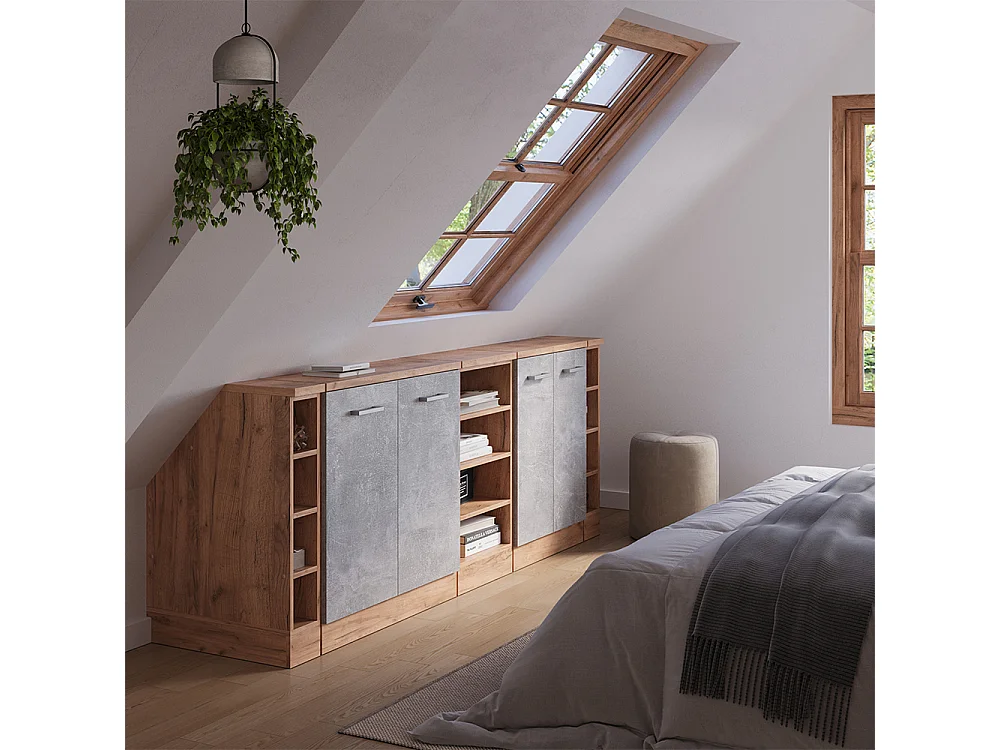 Ensembles de meuble de rangement sous pente béton 210x60x81.6 rion