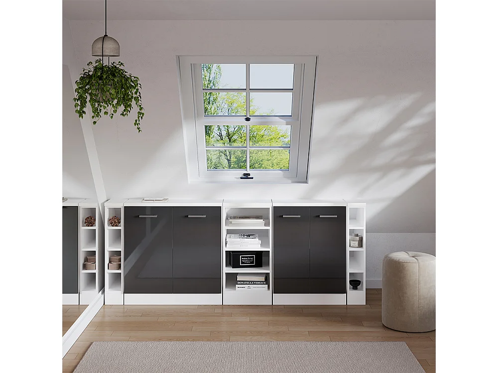 Dachschrägenschrank-Set anthrazit hochglanz 210x60x81.6 rion