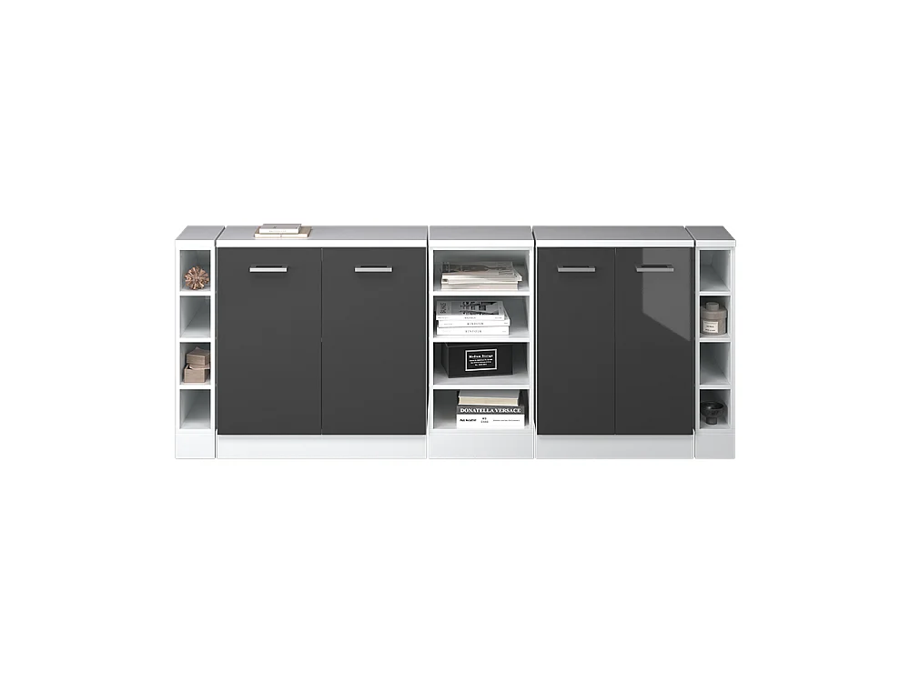 Dachschrägenschrank-Set anthrazit hochglanz 210x60x81.6 rion