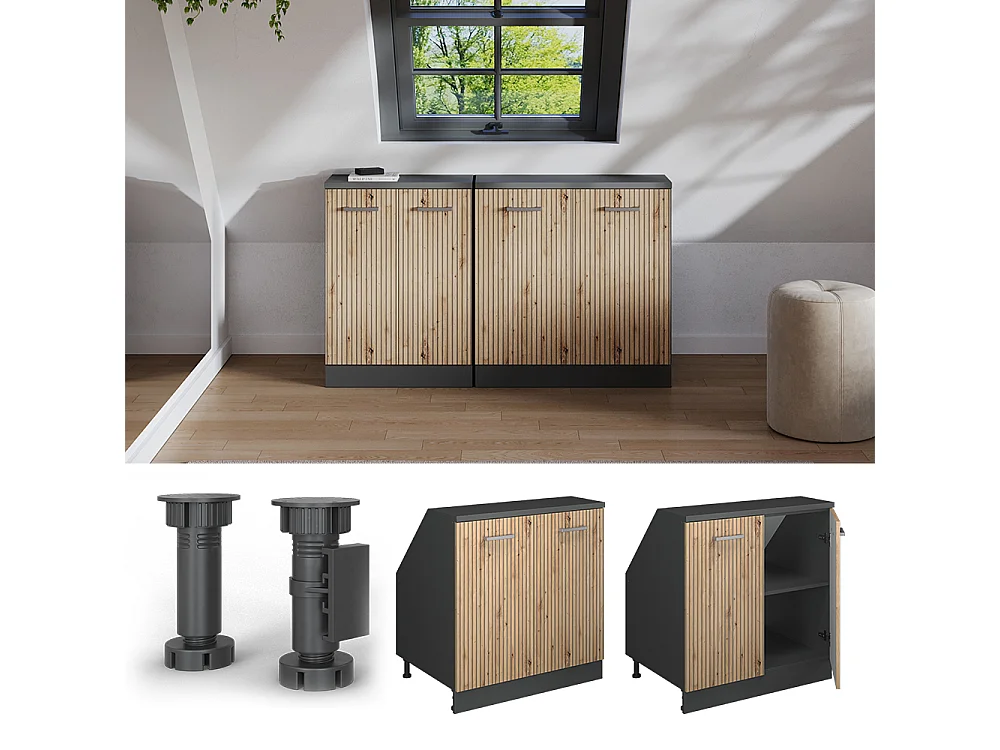 Dachschrägenschrank artisan-eiche 80x60x81.6 rion