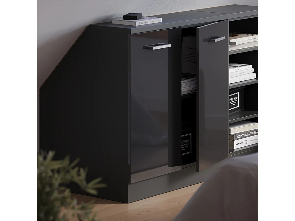 Dachschrägenschrank anthrazit hochglanz 80x60x81.6 rion