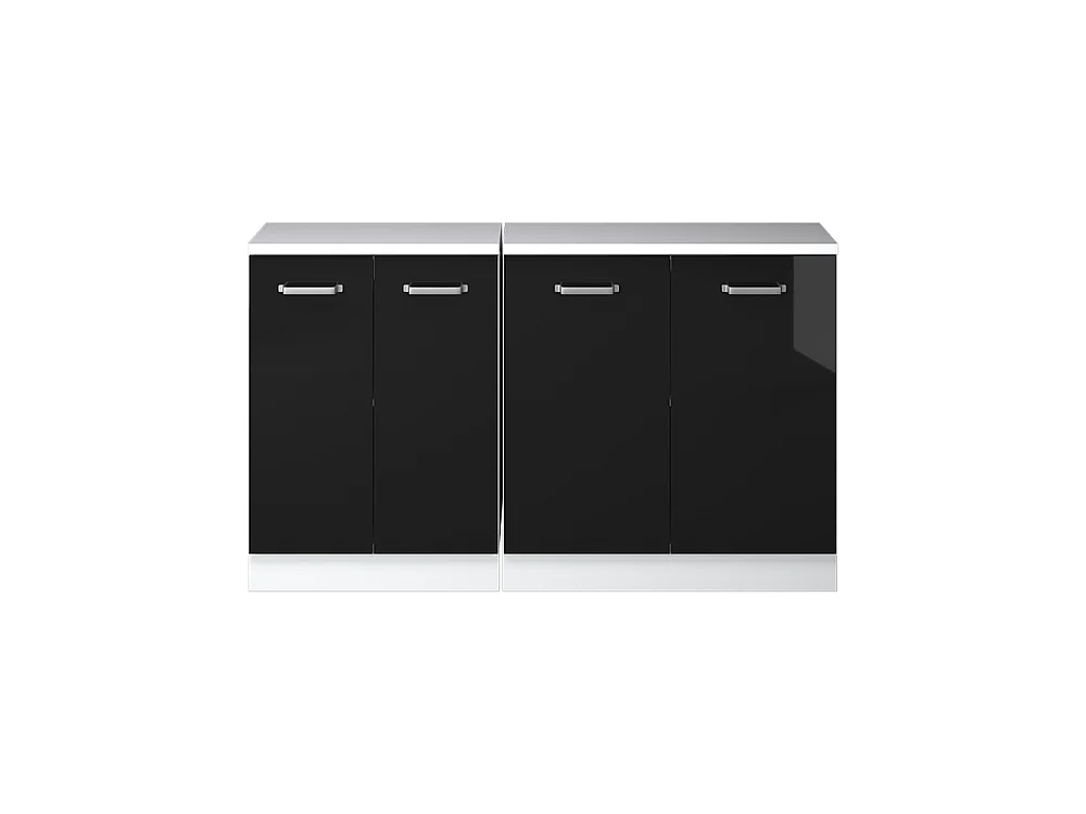 Dachschrägenschrank-Set schwarz hochglanz 140x60x81.6 rion