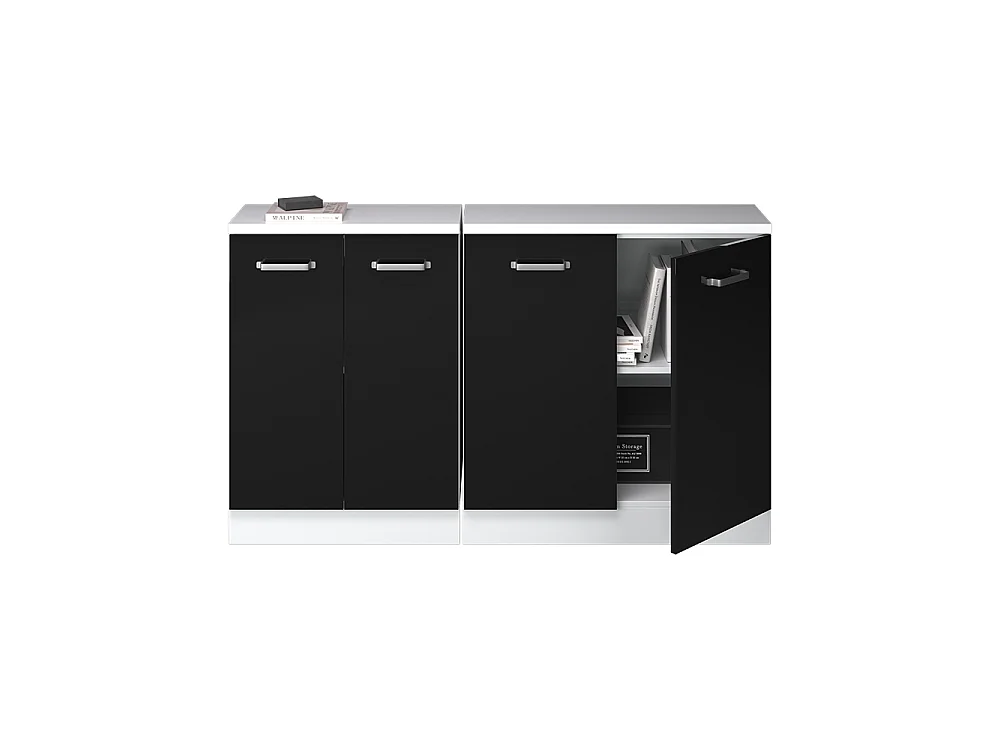 Dachschrägenschrank-Set schwarz hochglanz 140x60x81.6 rion
