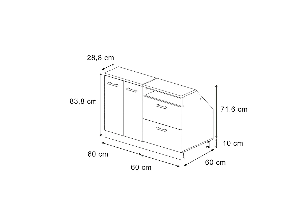 Ensembles de meuble de rangement sous pente béton 120x60x81.6 rion