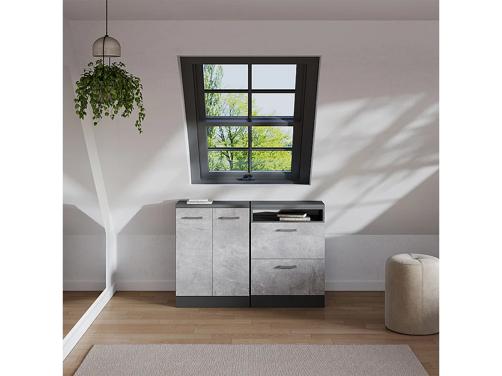 Ensembles de meuble de rangement sous pente béton 120x60x81.6 rion