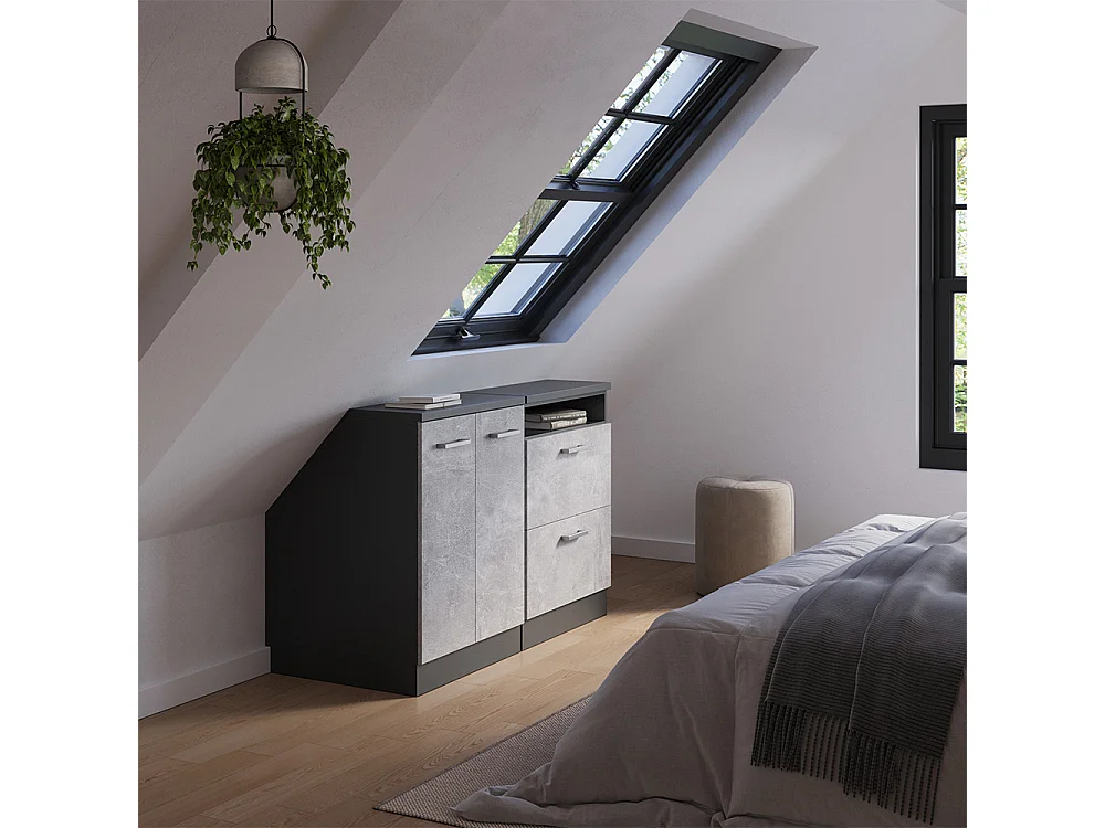 Ensembles de meuble de rangement sous pente béton 120x60x81.6 rion