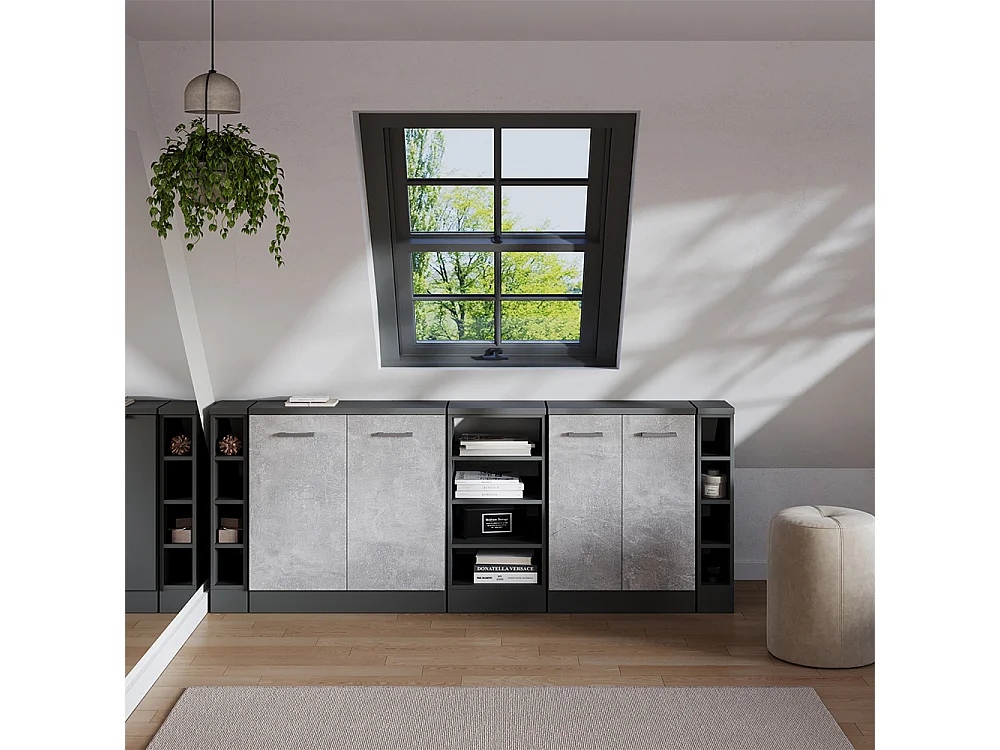 Ensembles de meuble de rangement sous pente béton 210x60x81.6 rion