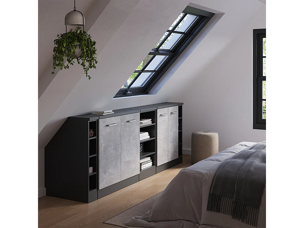 Ensembles de meuble de rangement sous pente béton 210x60x81.6 rion