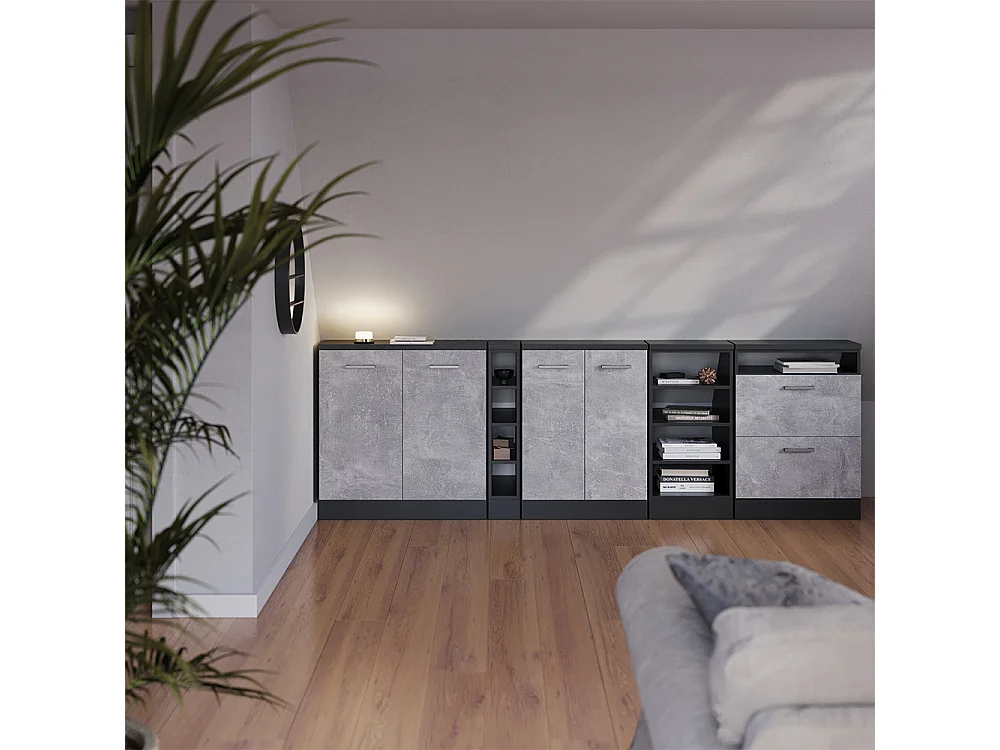 Ensembles de meuble de rangement sous pente béton 210x60x81.6 rion