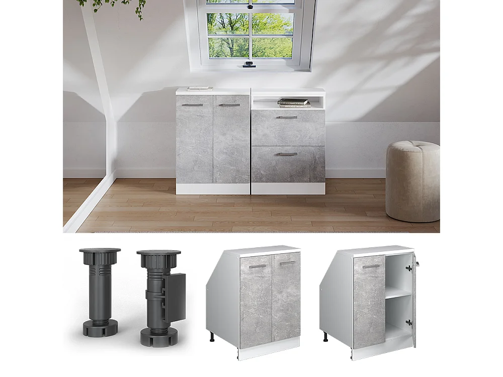Meuble de rangement sous pente béton 60x60x81.6 rion