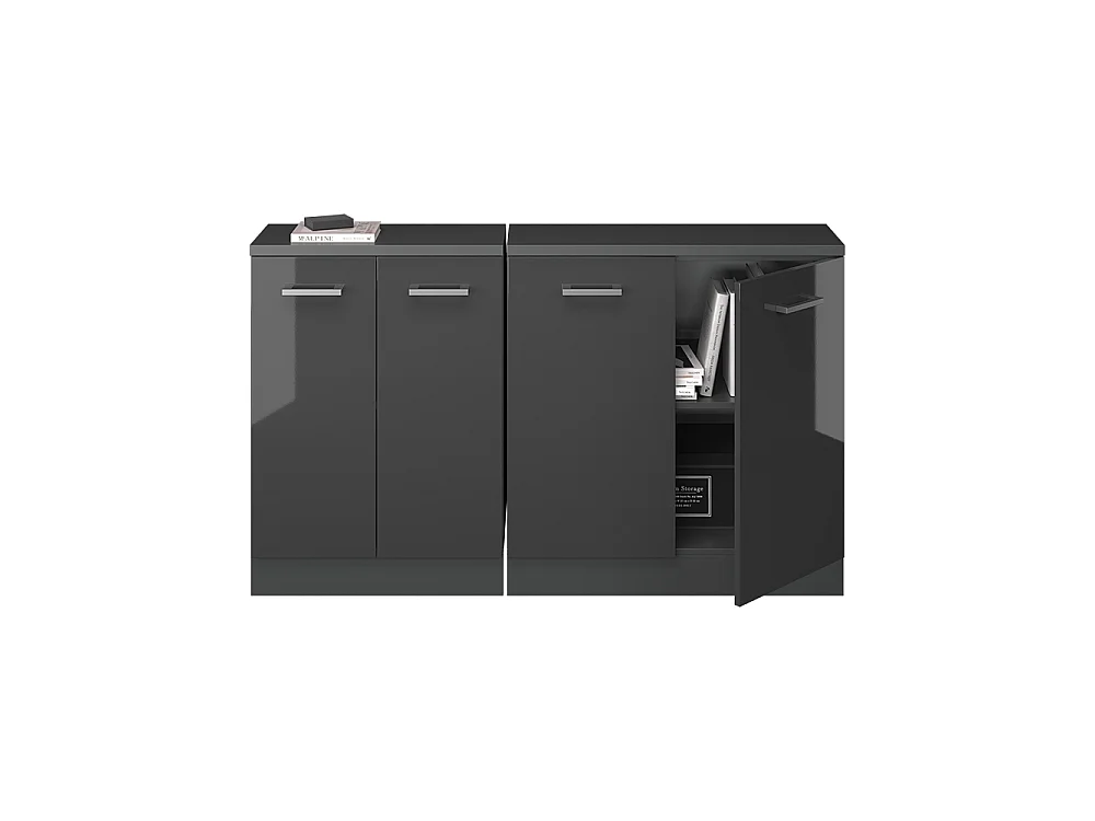 Dachschrägenschrank-Set anthrazit hochglanz 140x60x81.6 rion