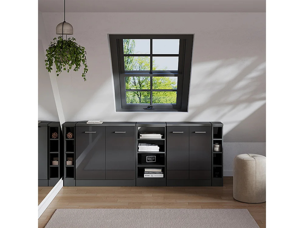 Dachschrägenschrank-Set anthrazit hochglanz 210x60x81.6 rion