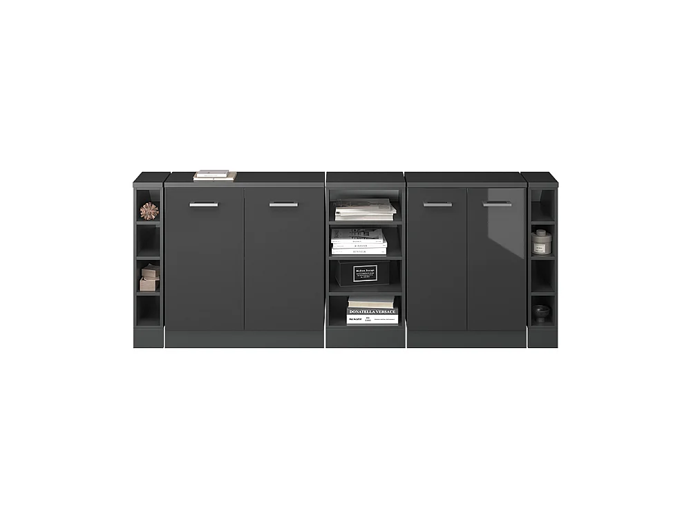 Dachschrägenschrank-Set anthrazit hochglanz 210x60x81.6 rion